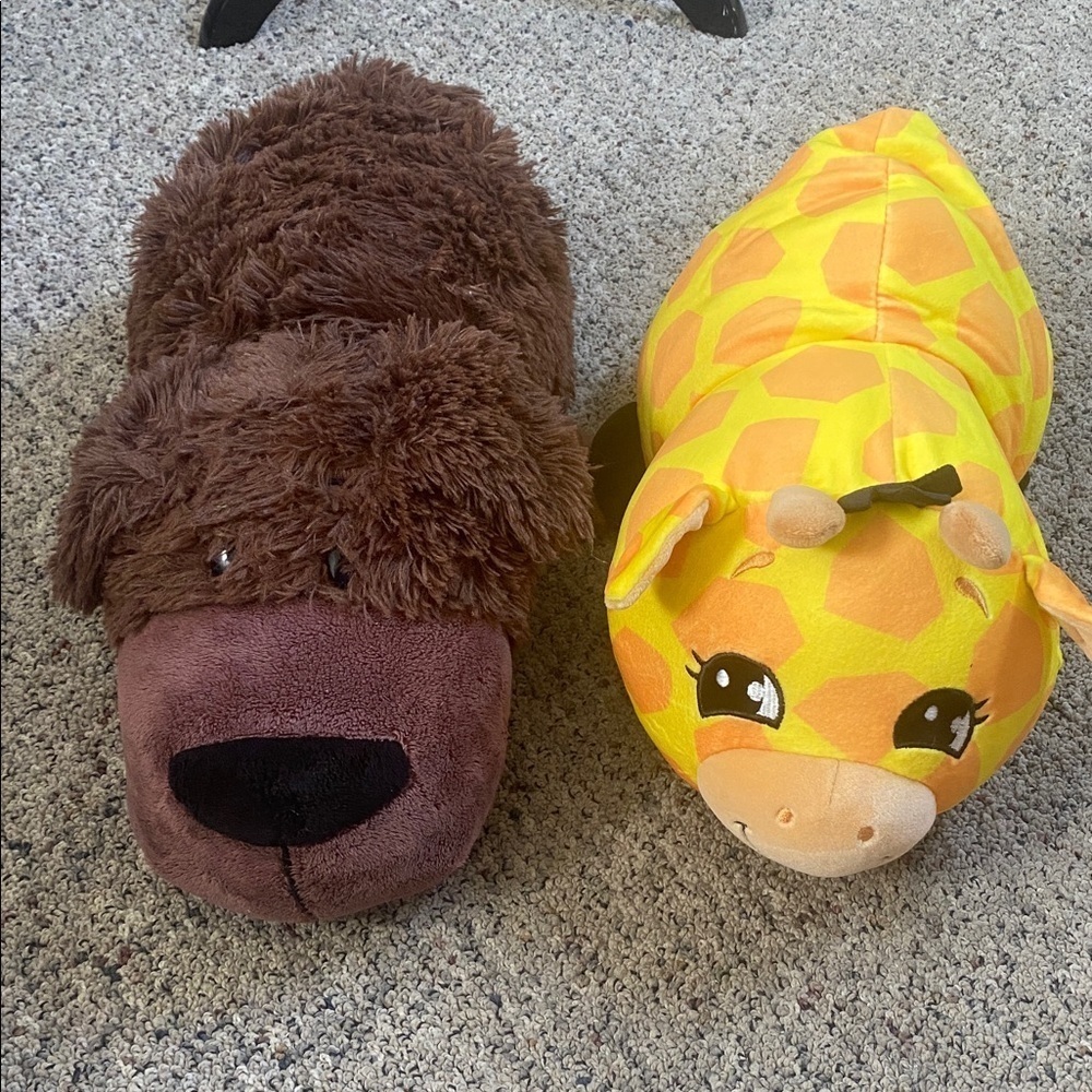 2 Flip a Zoo Mushmillows Stuffed Toys Animals Plush Cat & Dog Giraffe & Elephant